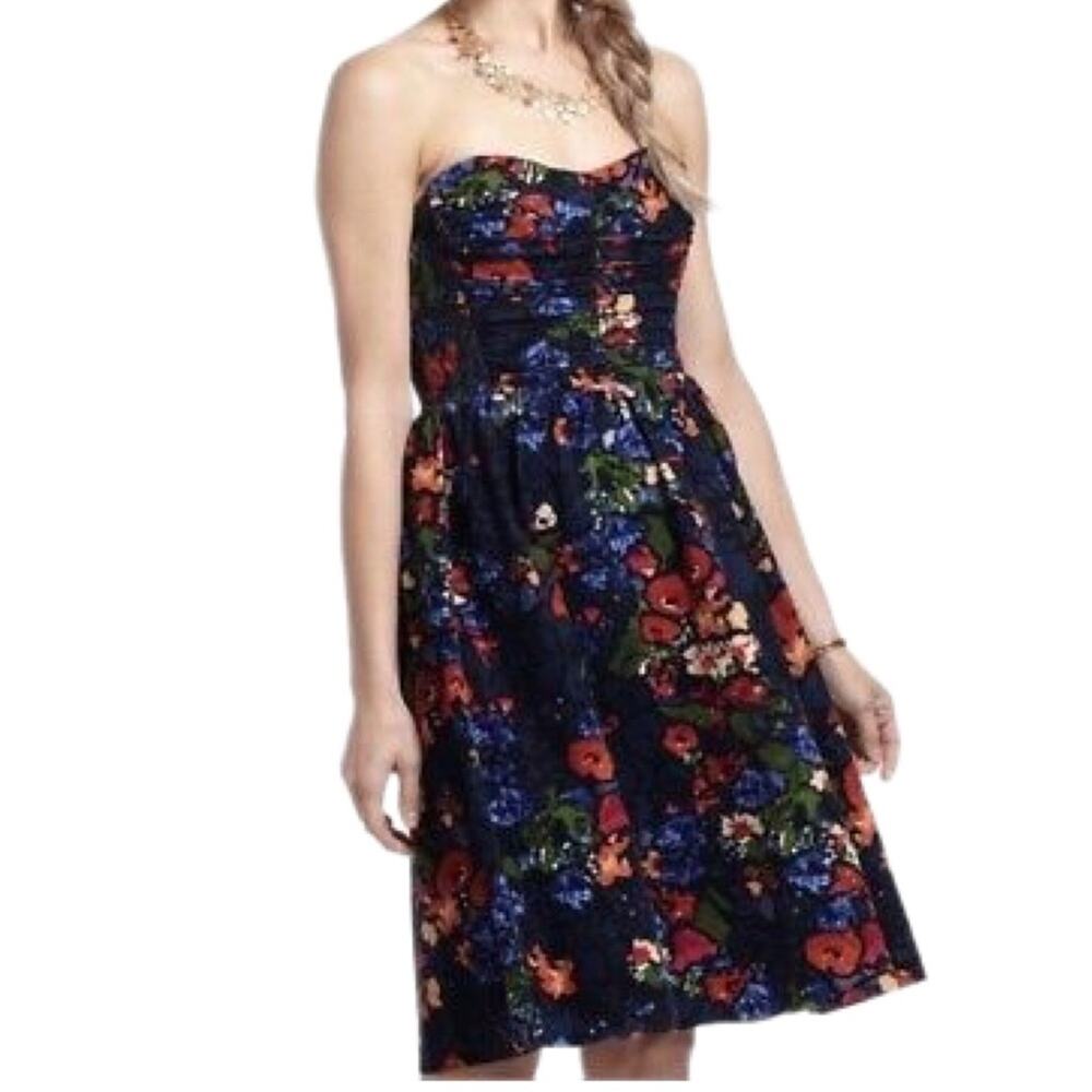 Anthropologie HD in Paris Paca Floral Corduroy Halter Dress Size 0